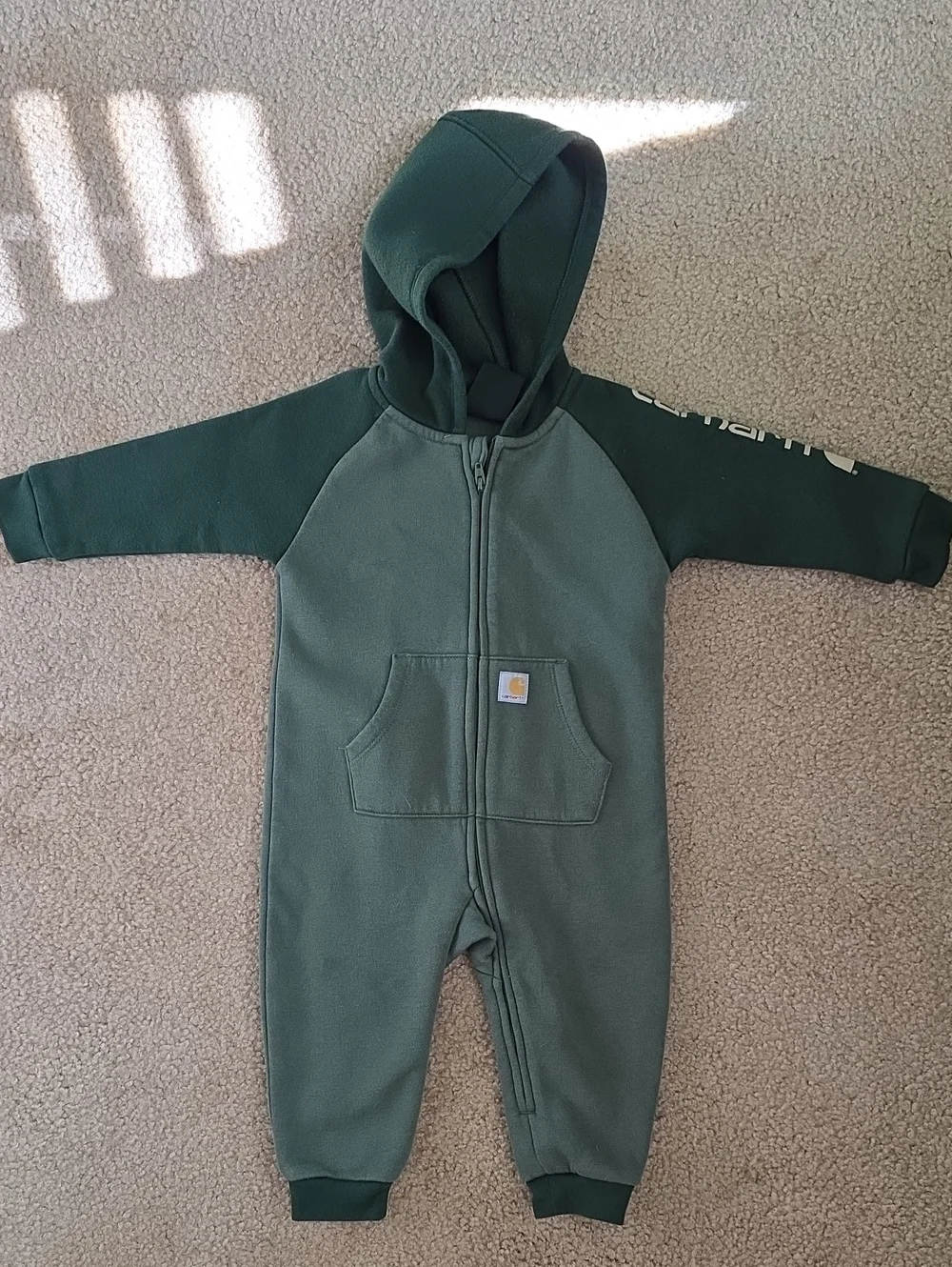 Carhartt Kids Two-Tone Green Hooded Fleece One-Piece
